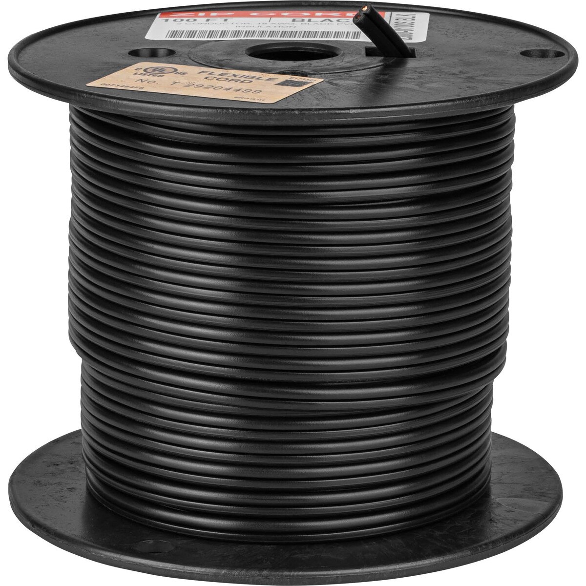 JSC Zip/Lamp Cord 18/2 SPT1 Wire Black 100 ft.